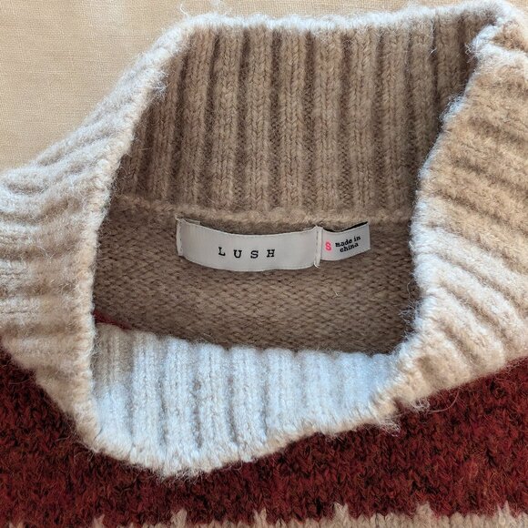 Lush Crop Mock Neck Sweater Colorblock - Picture 4 of 8